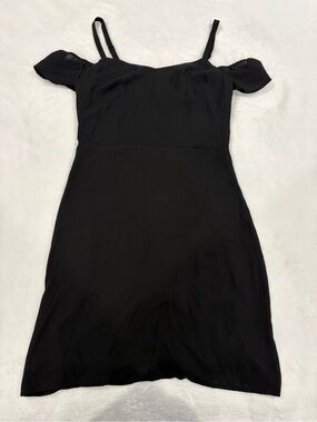 Express Black Cold-Shoulder Slip Dress